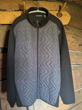 Perry Ellis Quilted Zip Jacket Men’s 2XL Black Lightweight Athletic Golf Layer